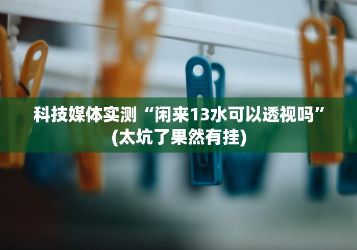 科技媒体实测“闲来13水可以透视吗”(太坑了果然有挂)