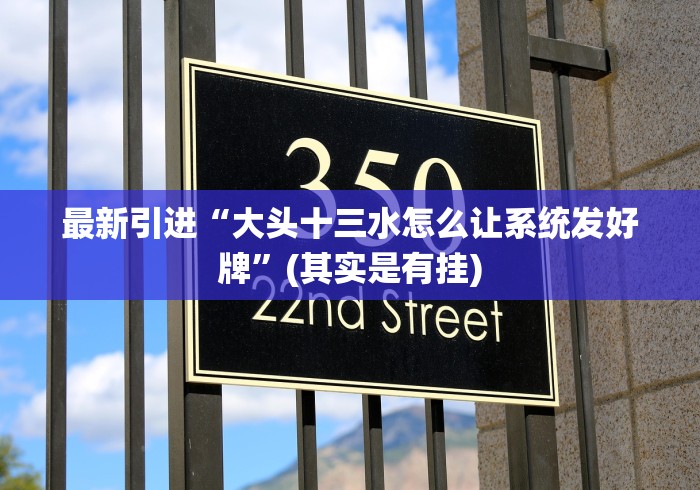 最新引进“大头十三水怎么让系统发好牌”(其实是有挂)